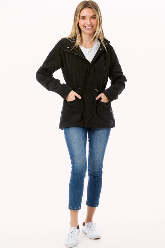 Plus Faux Suede Utility Safari Military Jacket