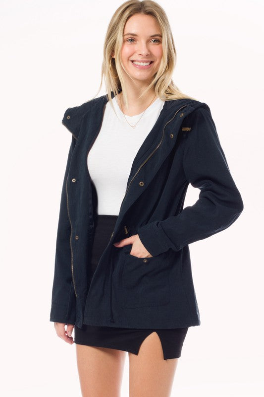 Plus Faux Suede Utility Safari Military Jacket
