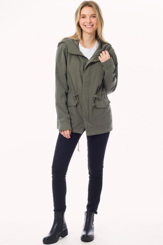 Plus Faux Suede Utility Safari Military Jacket