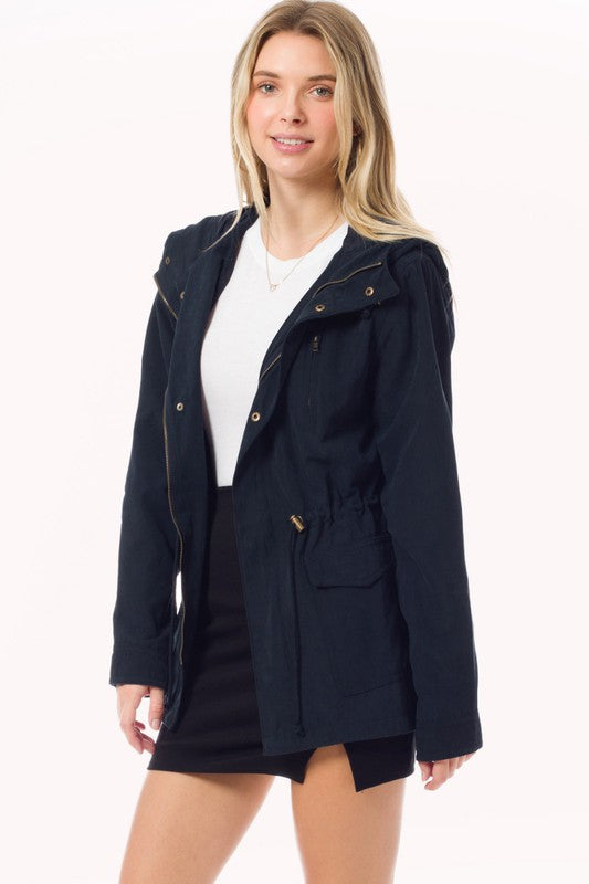 Plus Faux Suede Utility Safari Military Jacket
