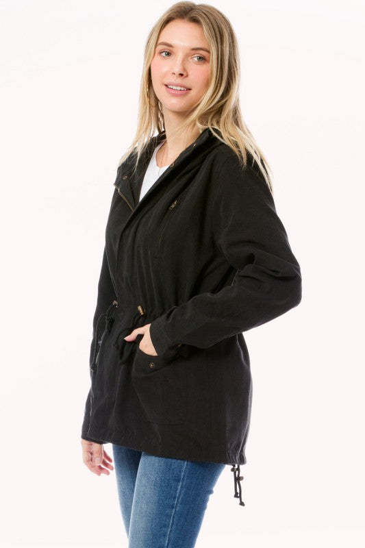 Plus Faux Suede Utility Safari Military Jacket