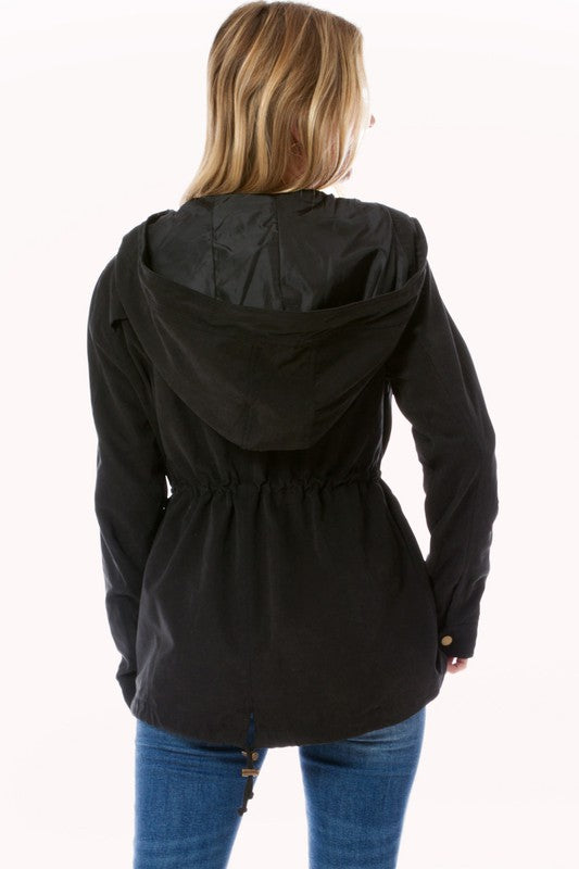 Plus Faux Suede Utility Safari Military Jacket