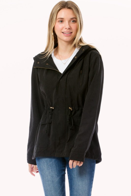 Plus Faux Suede Utility Safari Military Jacket