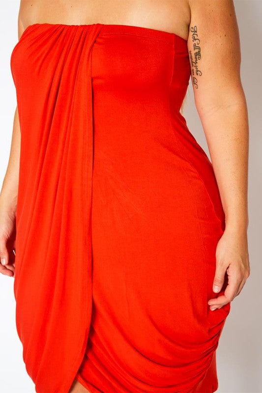 Plus Size Draped Tube Mini Dress