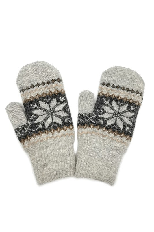 Snowflake Mittens with Sherpa Lining