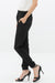 Model showing pocket of Ro & De Ankle Cuffed Black Crepe Pants In Black