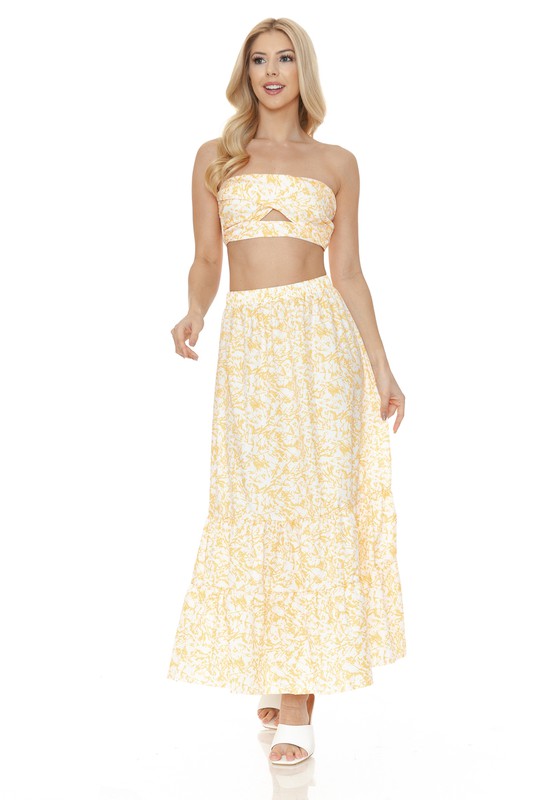 Women&#39;s Floral Skirt and TOP Set