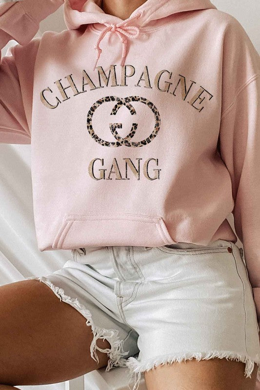 CHAMPAGNE GANG GRAPHIC HOODIE pink