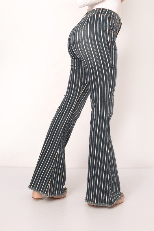 MID RISE COMFORT STRETCH  STRIPED FLARED