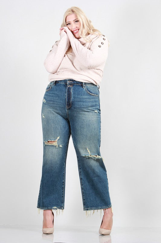 PLUS SIZE DISTRESSED DAD JEANS