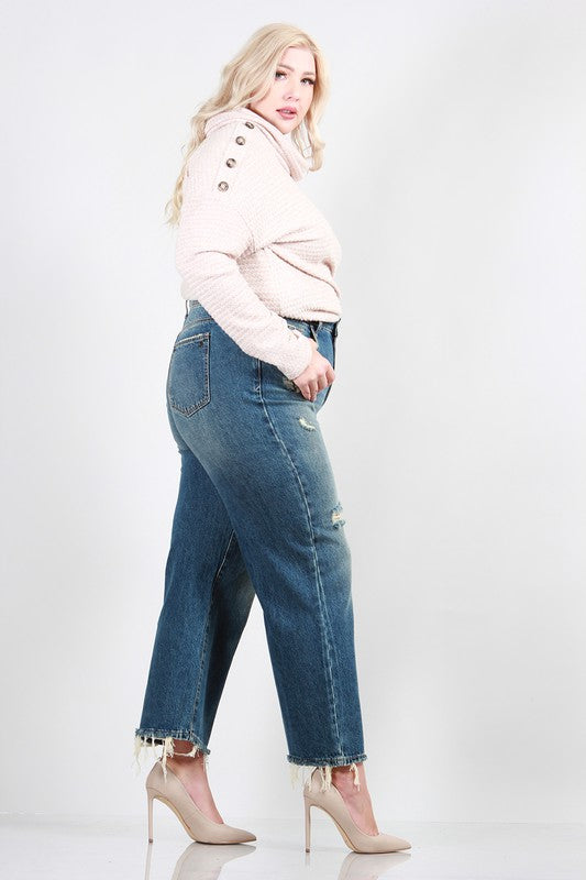 PLUS SIZE DISTRESSED DAD JEANS