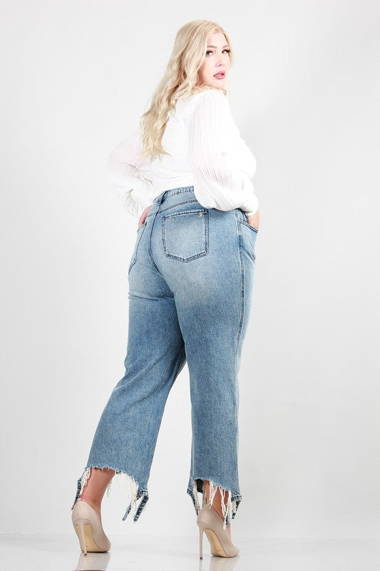 PLUS SIZE DISTRESSED DAD JEANS