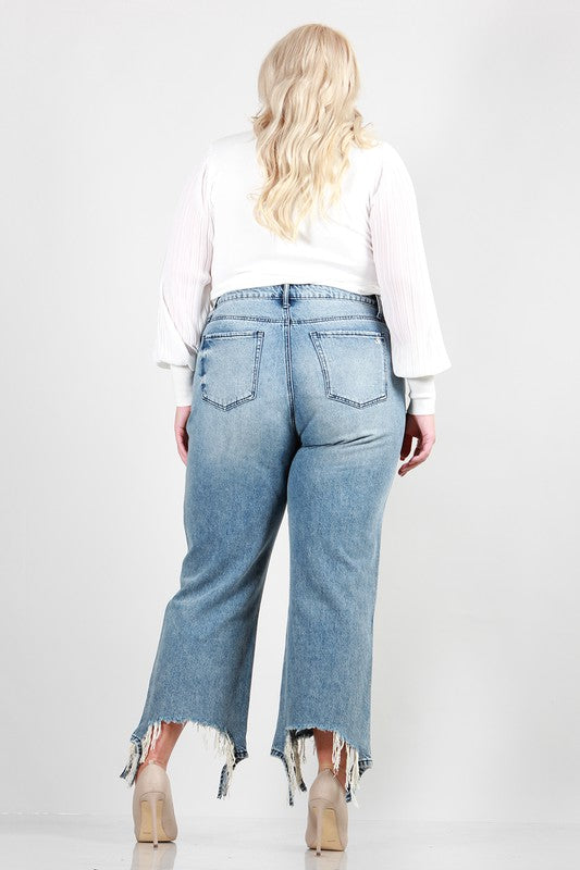 PLUS SIZE DISTRESSED DAD JEANS