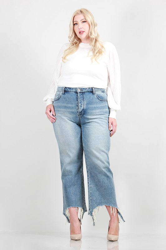 PLUS SIZE DISTRESSED DAD JEANS