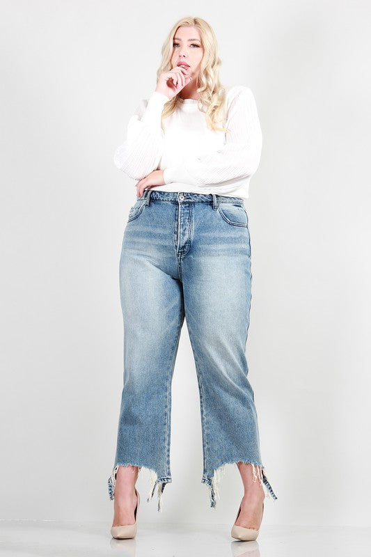 PLUS SIZE DISTRESSED DAD JEANS