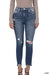 DISTRESSED HEM ANKLE SKINNY DENIM PANTS