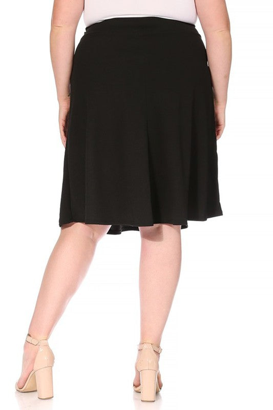 Plus size, solid, A-line, knee length skirt