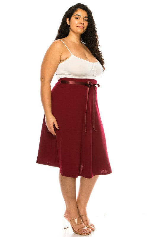 Plus size, solid, A-line, knee length skirt
