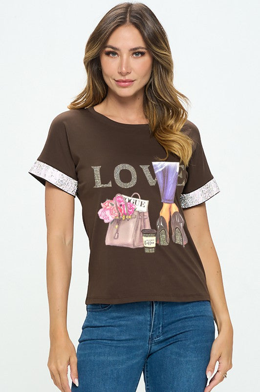 Rhinetone Sleeve Top