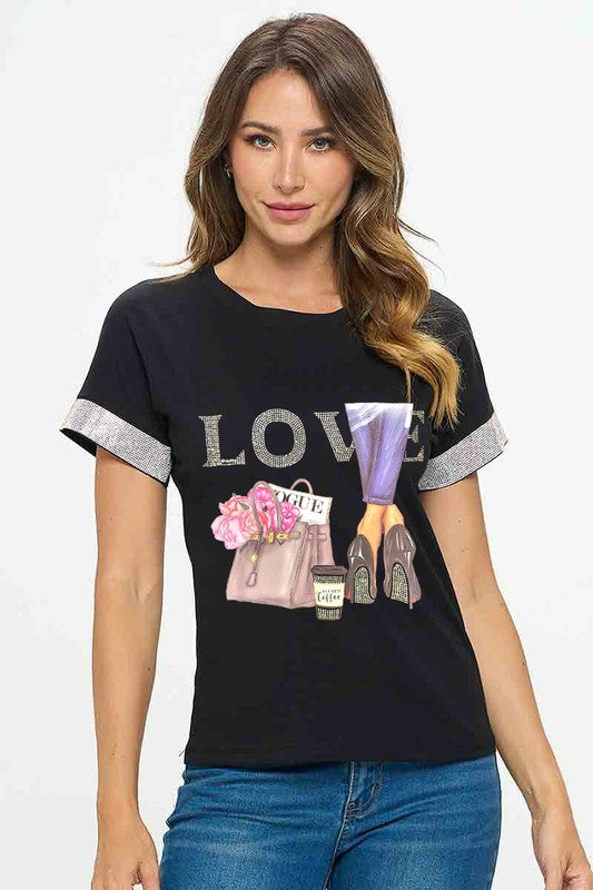 Rhinetone Sleeve Top