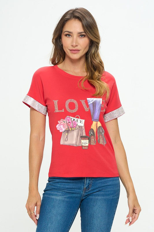 Rhinetone Sleeve Top