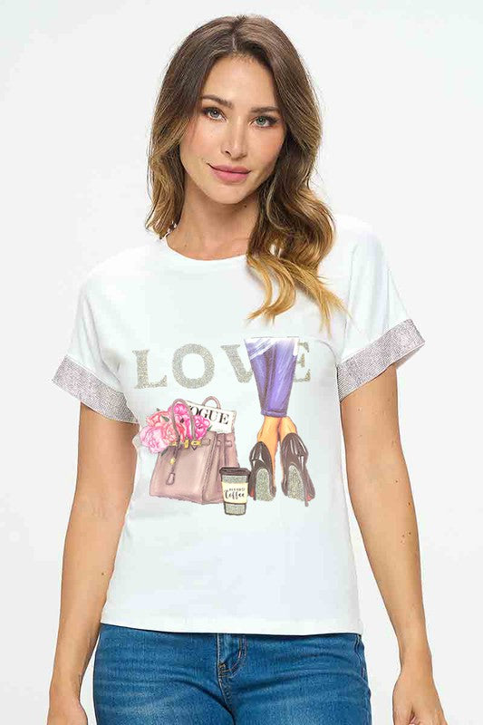 Rhinetone Sleeve Top