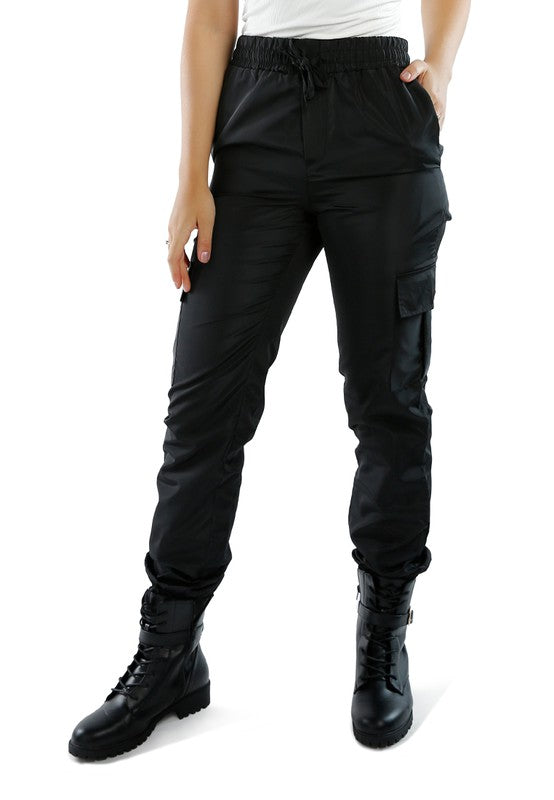 Full view of High Waist Semi Casual Trousers-black