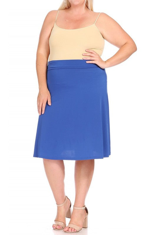 Plus size, solid, A-line pull on skirt