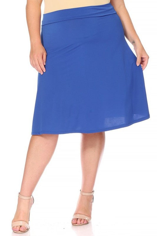 Plus size, solid, A-line pull on skirt