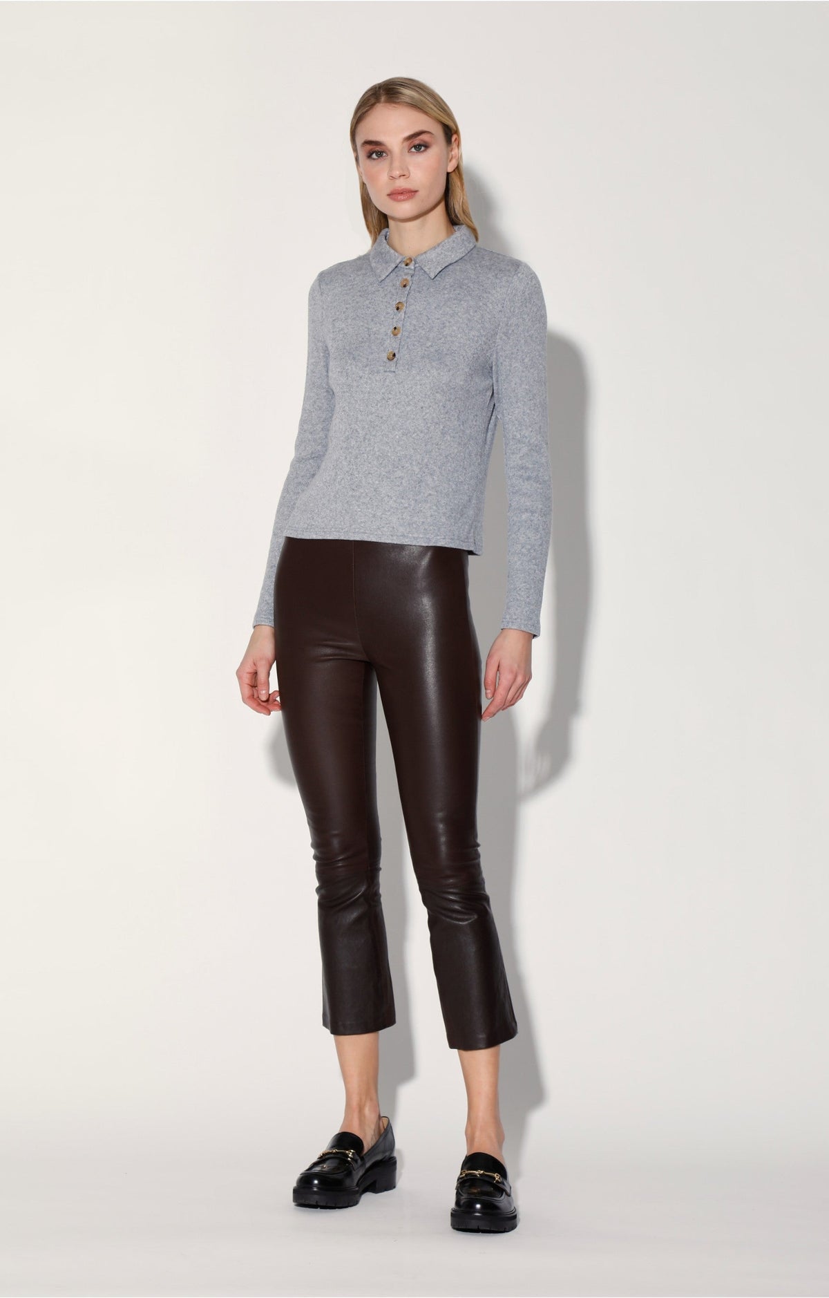 Front view of Lori Pant, Mocha - Leather