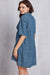 Full left view of Button Up Collared Neck Tiered Denim Dress