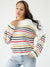 Zoom in view of Striped Round Neck Dropped Shoulder Sweater