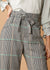 Close up of cloth belt on Women's Plaid Tie Waist Cropped Pants