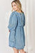 Left side view of Full Size Oversized Denim Babydoll Dress