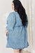 Back view of Full Size Oversized Denim Babydoll Dress