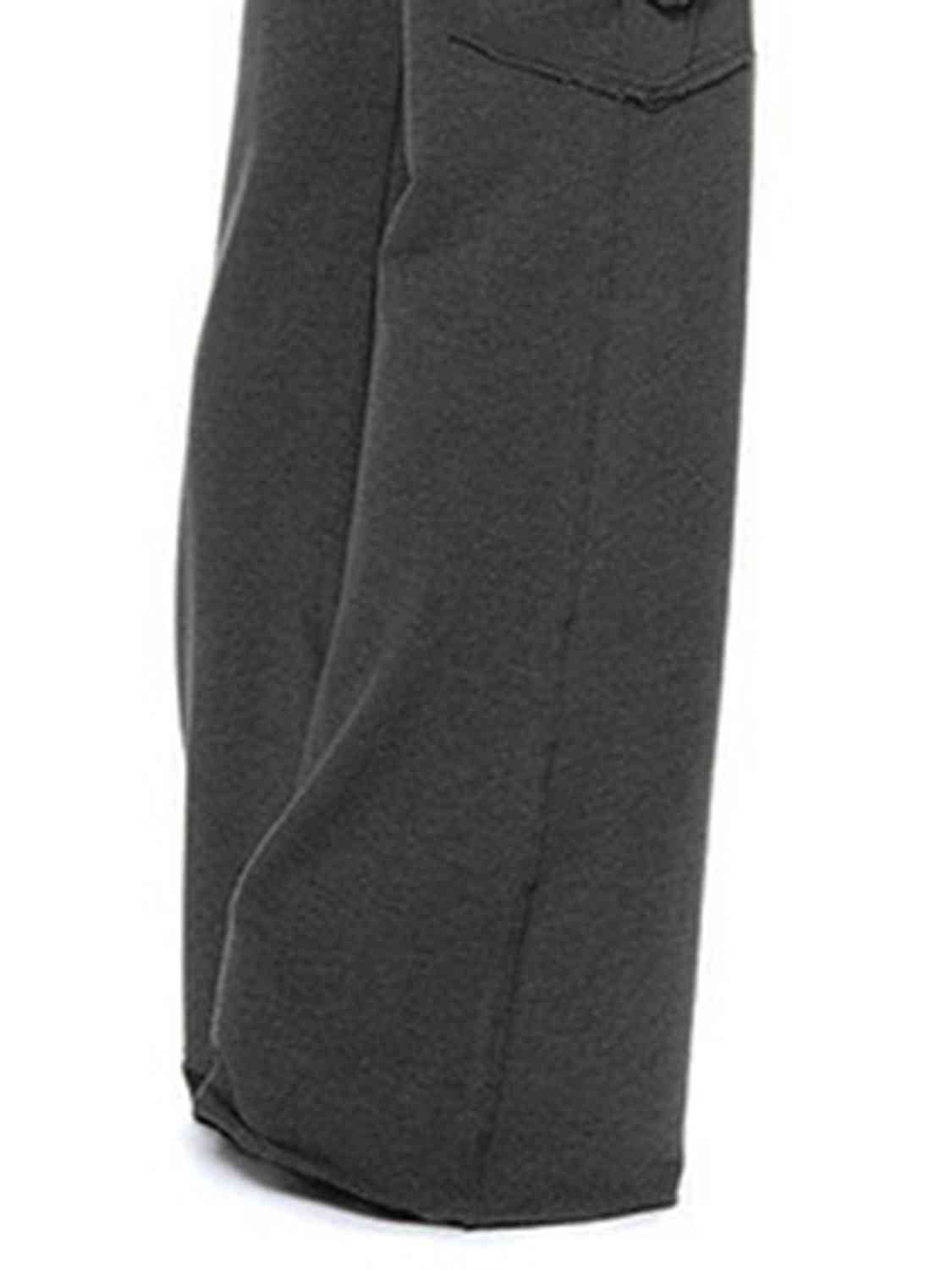 Mid Waist Pants with Pockets-gray