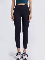 Close up of Black Wide Waistband Sports Leggings 