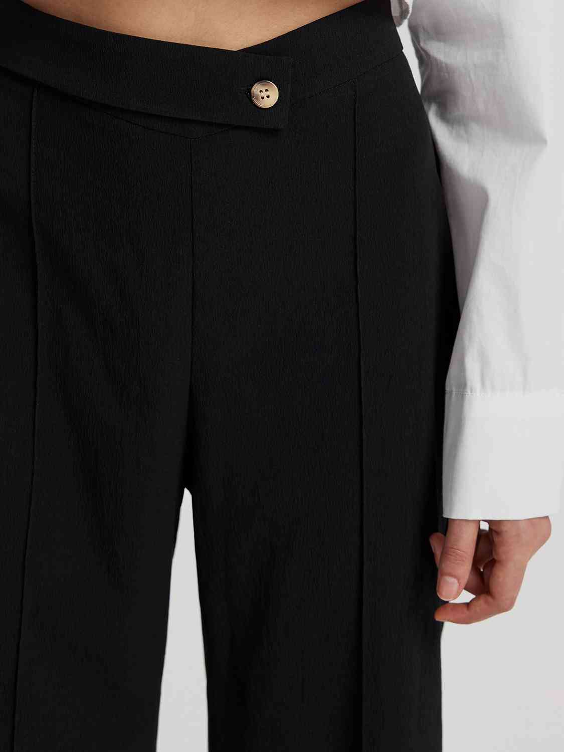 Close up view of High Waist Straight Pants