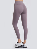Back view of gray Wide Waistband Sports Leggings 