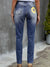 Leopard Patchwork Sunflower Print Distressed High Waist Jeans by Faz