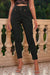 Front view of Straight Leg Pants with Pockets-black
