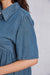 Close up view of left sleeve of Button Up Collared Neck Tiered Denim Dress