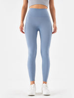 front view of blue Wide Waistband Sports Leggings 