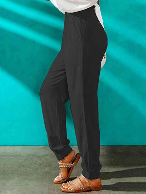 Side view of High Waist Joggers with Pockets