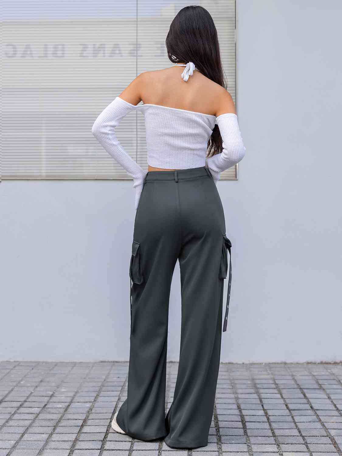Back view of Wide Leg Cargo Pants