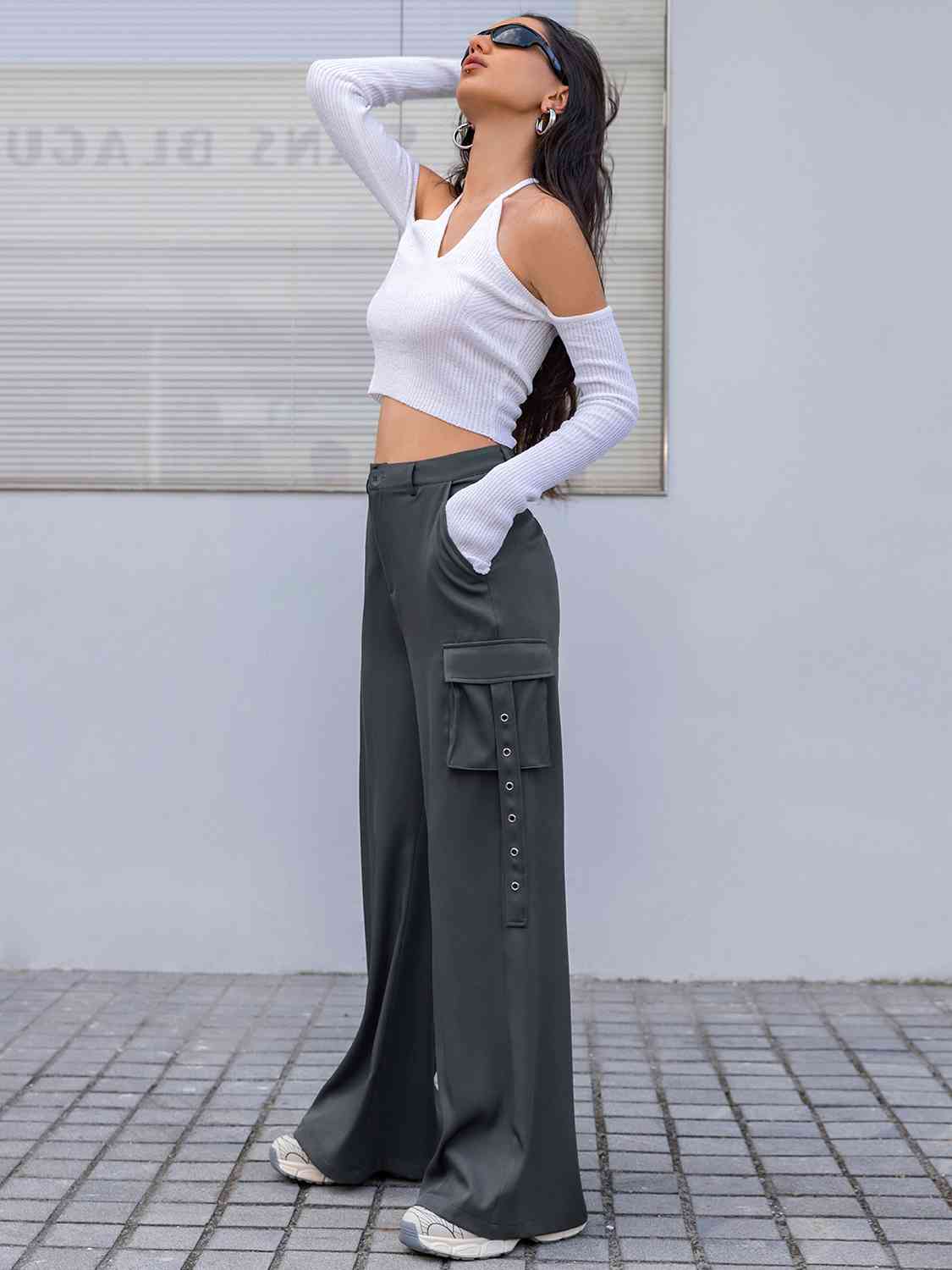 Side view of Wide Leg Cargo Pants