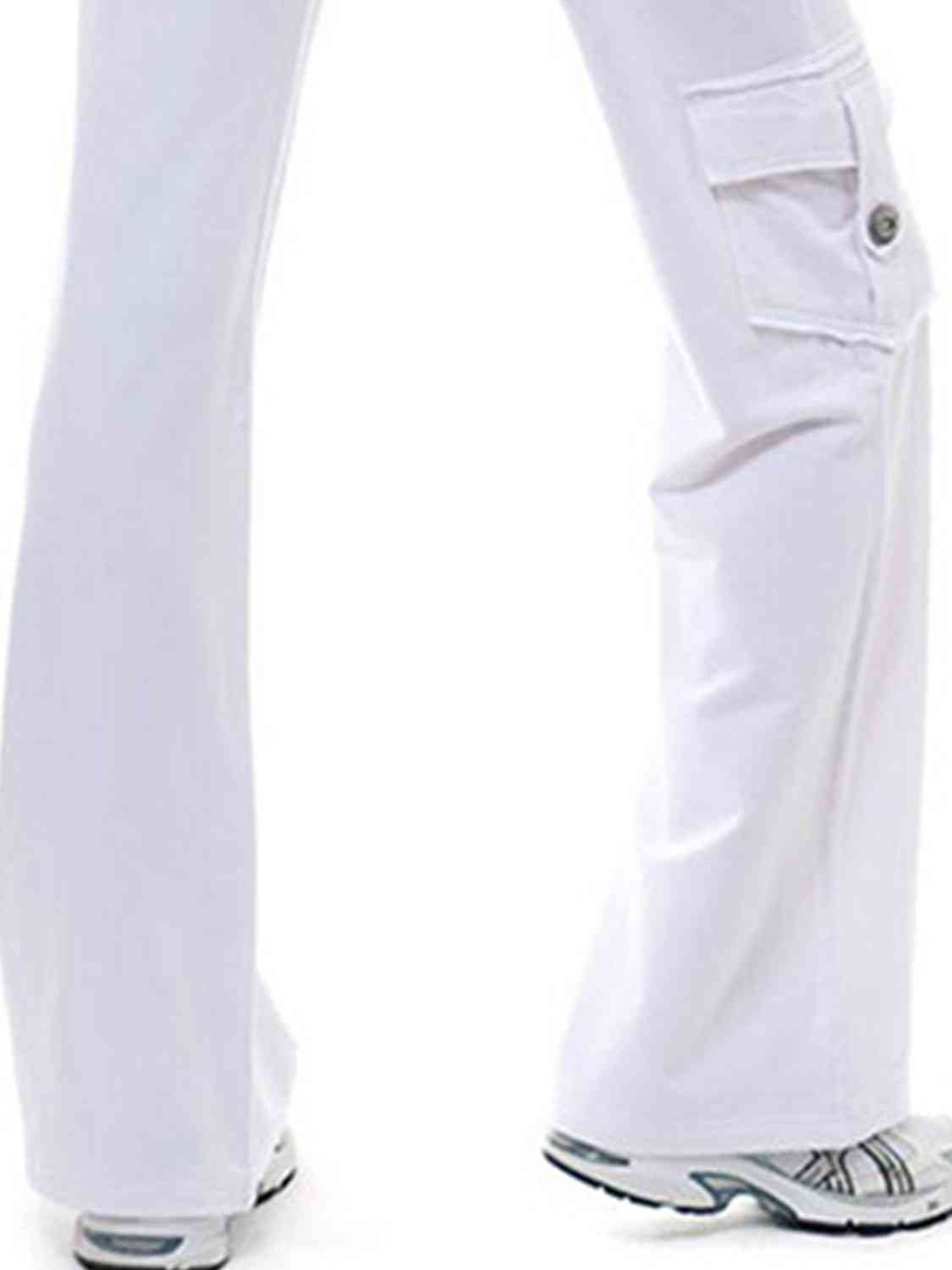 Photo showing pocket on the side of Mid Waist Pants with Pockets-white