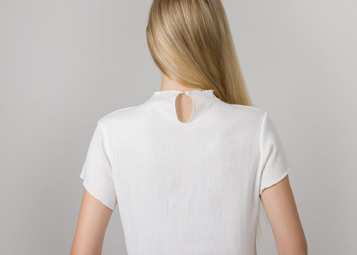 Lucy Mock Neck Top Ivory by Lenviera