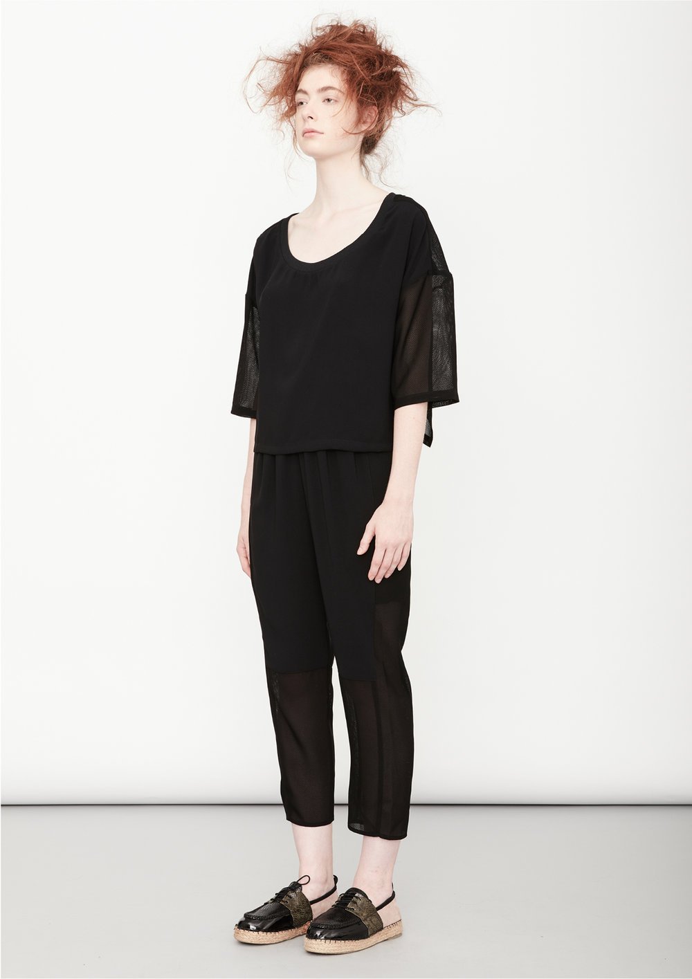 PANTS LOOSE ELASTIC BLACK PLAIN/MESH by BERENIK - East Hills Casuals