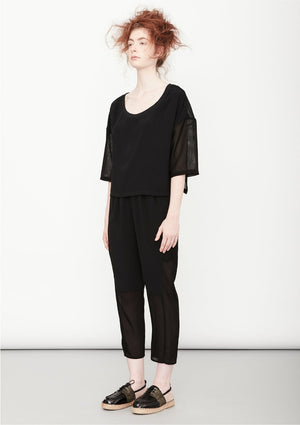 PANTS LOOSE ELASTIC BLACK PLAIN/MESH by BERENIK - East Hills Casuals